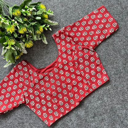 Cotton Ajrakh Print BoatNeck Neck Blouse
