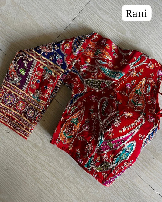 Heavy Chinon Position Print Blouse Ready To Wear