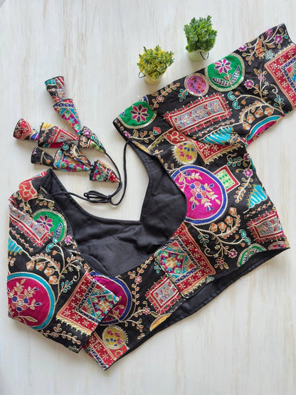 Heavy Chinon Position Print  Ready To Wear Blouse