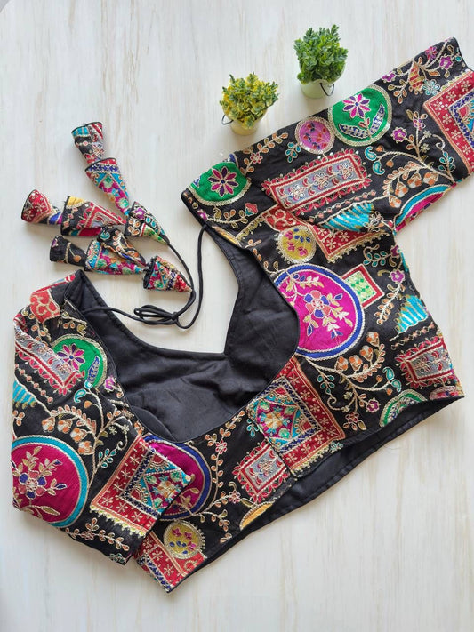 Heavy Chinon Position Print  Ready To Wear Blouse