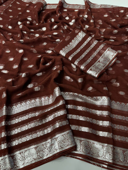 Viscose Georgette Sarees With Running Blouse