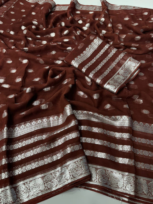 Viscose Georgette Sarees With Running Blouse