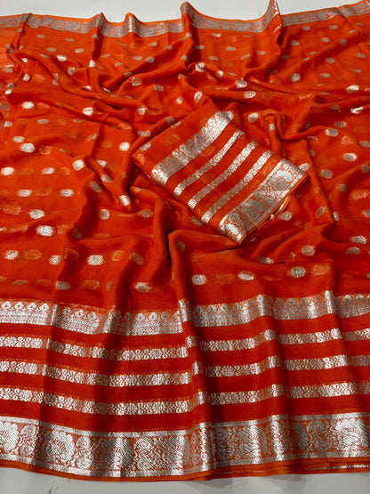 Viscose Georgette Sarees With Running Blouse