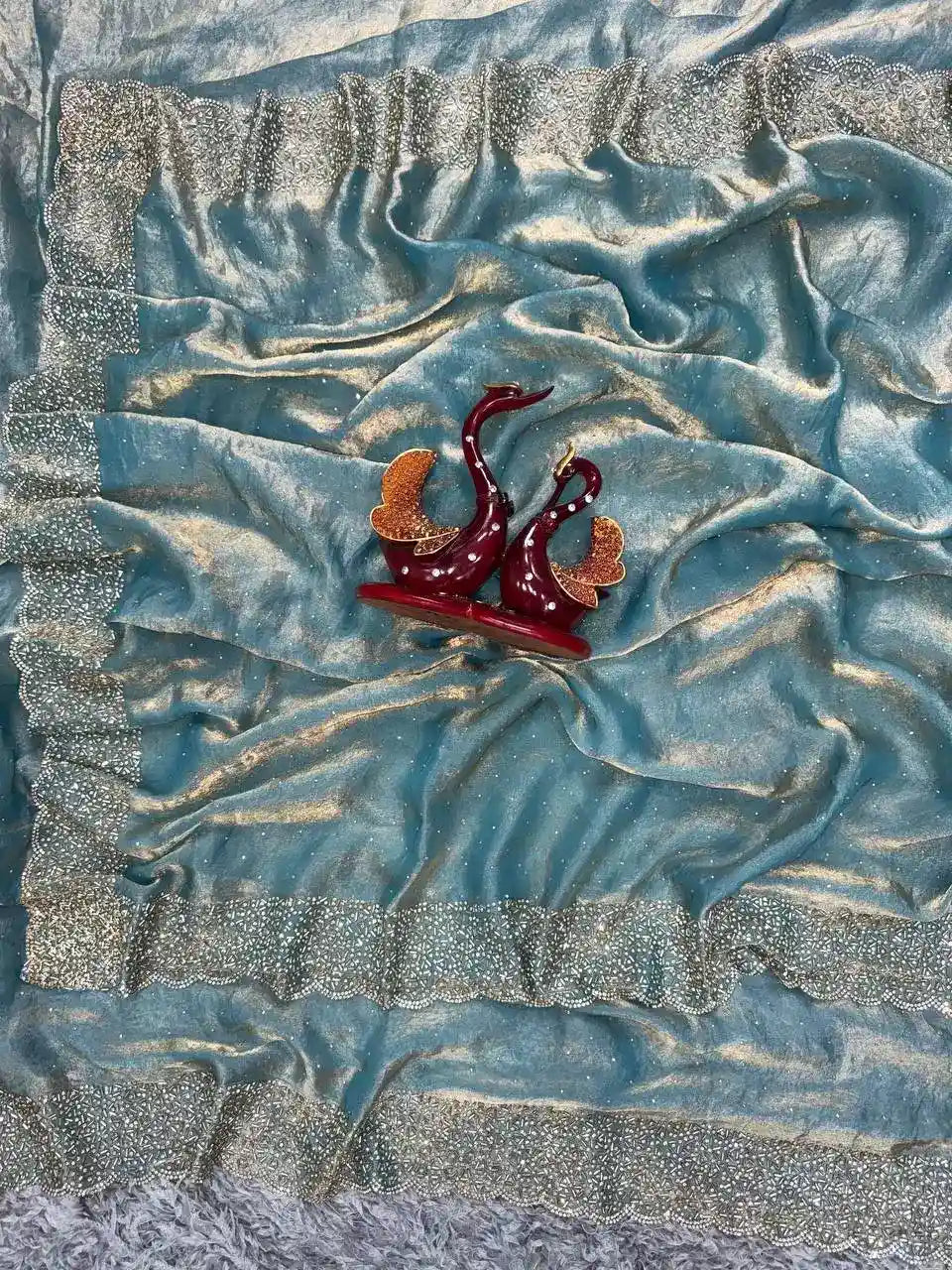 Designer Space Silk Diamond Work Saree.