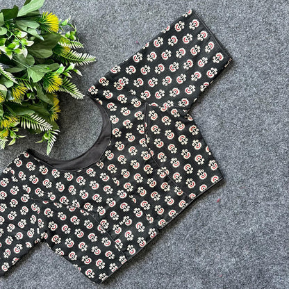 Cotton Ajrakh Print BoatNeck Neck Blouse