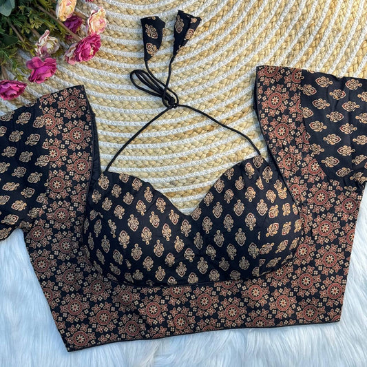 ORIGINAL AJRAKH COTTON HALTER NECK BLOUSE