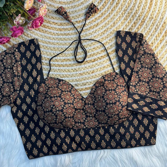 ORIGINAL AJRAKH COTTON HALTER NECK BLOUSE