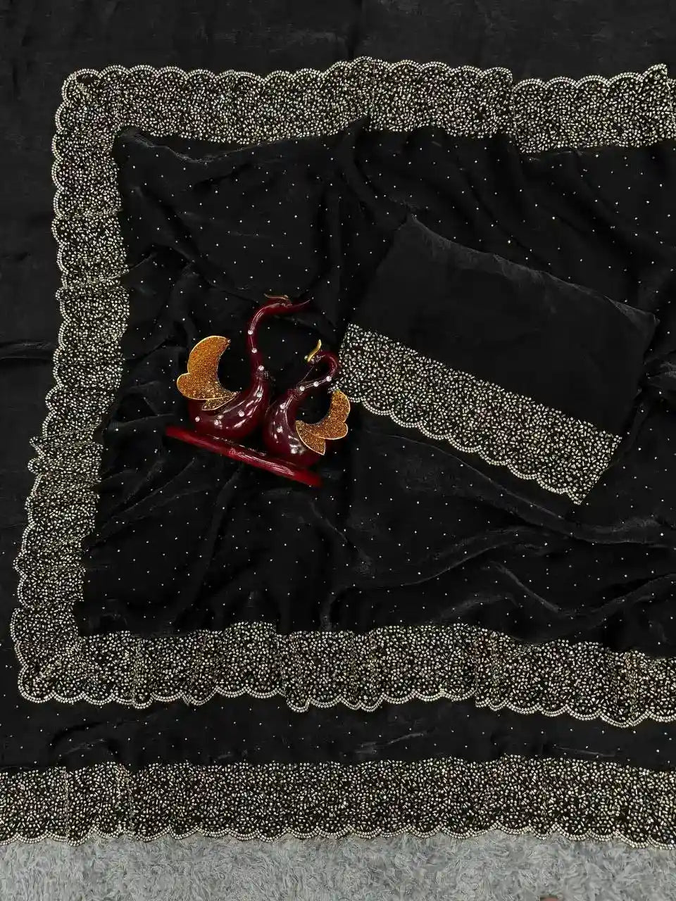 Designer Space Silk Diamond Work Saree.