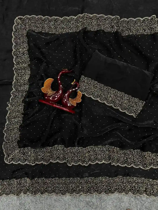 Designer Space Silk Diamond Work Saree.