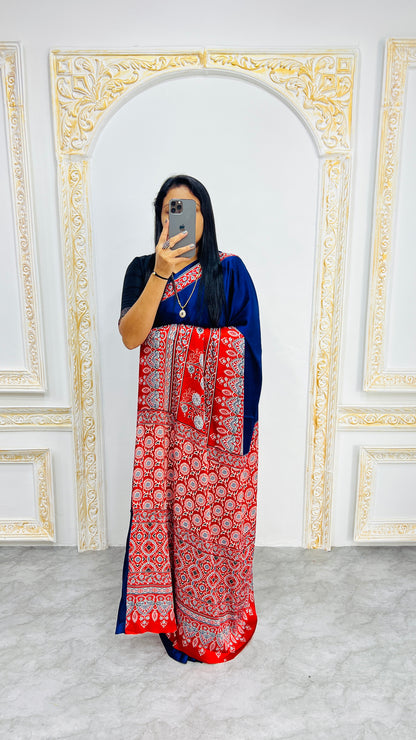 Semi Gajji Silk Soft and Smooth Saree With Print