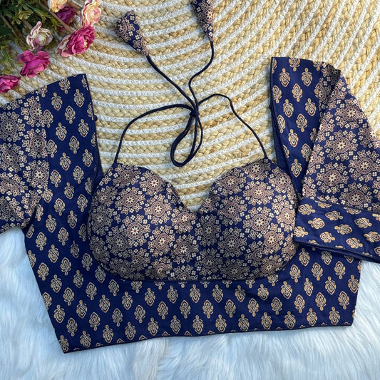 ORIGINAL AJRAKH COTTON HALTER NECK BLOUSE