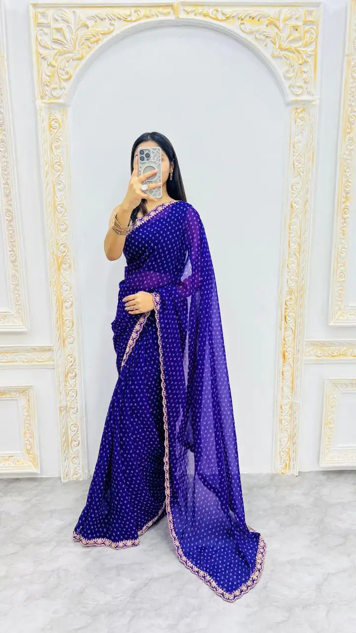 Soft Georgette Embroidery Sequin Saree with Premium Bengaluri Blouse – SF-2312