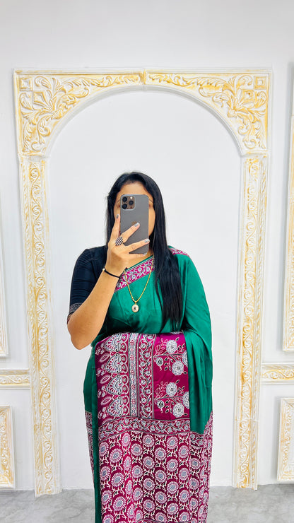 Semi Gajji Silk Soft and Smooth Saree With Print