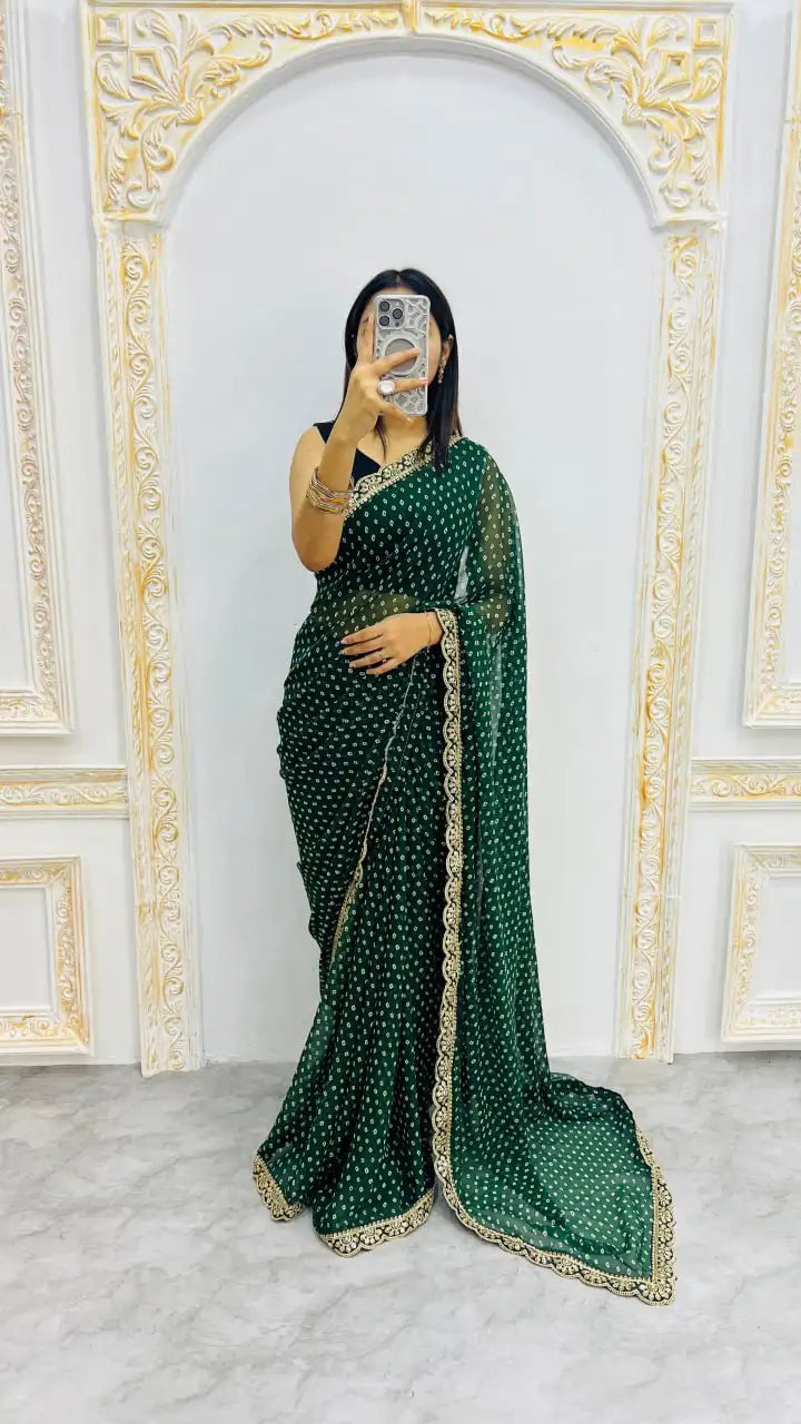 Soft Georgette Embroidery Sequin Saree with Premium Bengaluri Blouse – SF-2312