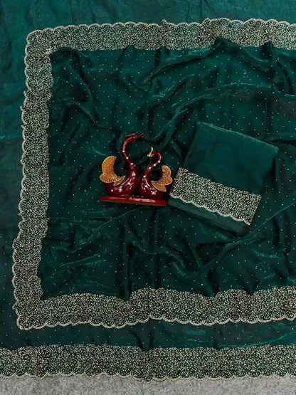 Designer Space Silk Diamond Work Saree.