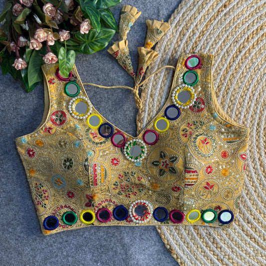 Navratri Special Real Multi Mirror + Codding Work Bollywood Style Blouse ♥️