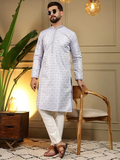 Men’s Heavy Jacquard Kurta Pyjama Set with Semi Cotton Chudidar – Festive & Wedding Wear