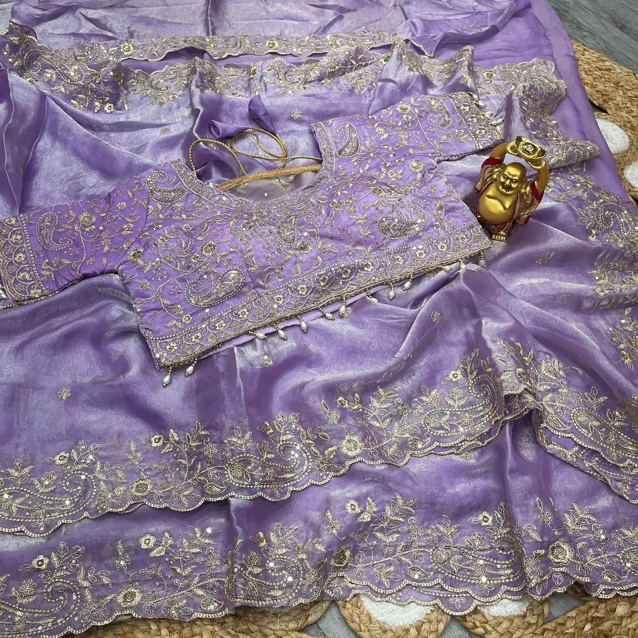 Premium Space Silk Mango Zari Work Saree with Stitched Blouse HF28