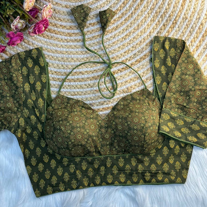 ORIGINAL AJRAKH COTTON HALTER NECK BLOUSE