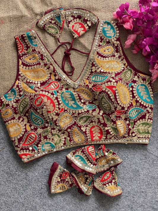Georgette Silk  Kashmiri Embroidery Work Blouse