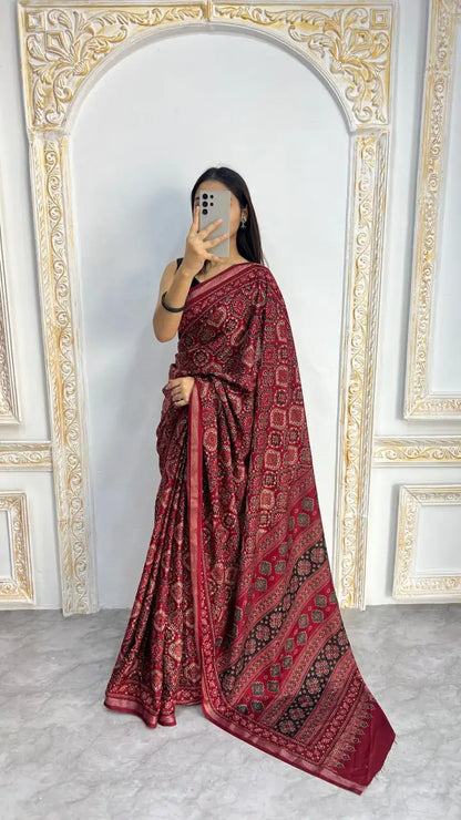 Soft Mal Cotton Printed Saree with Contrast Border - SF-2319