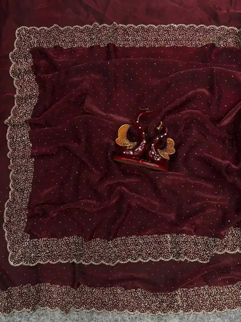 Designer Space Silk Diamond Work Saree.