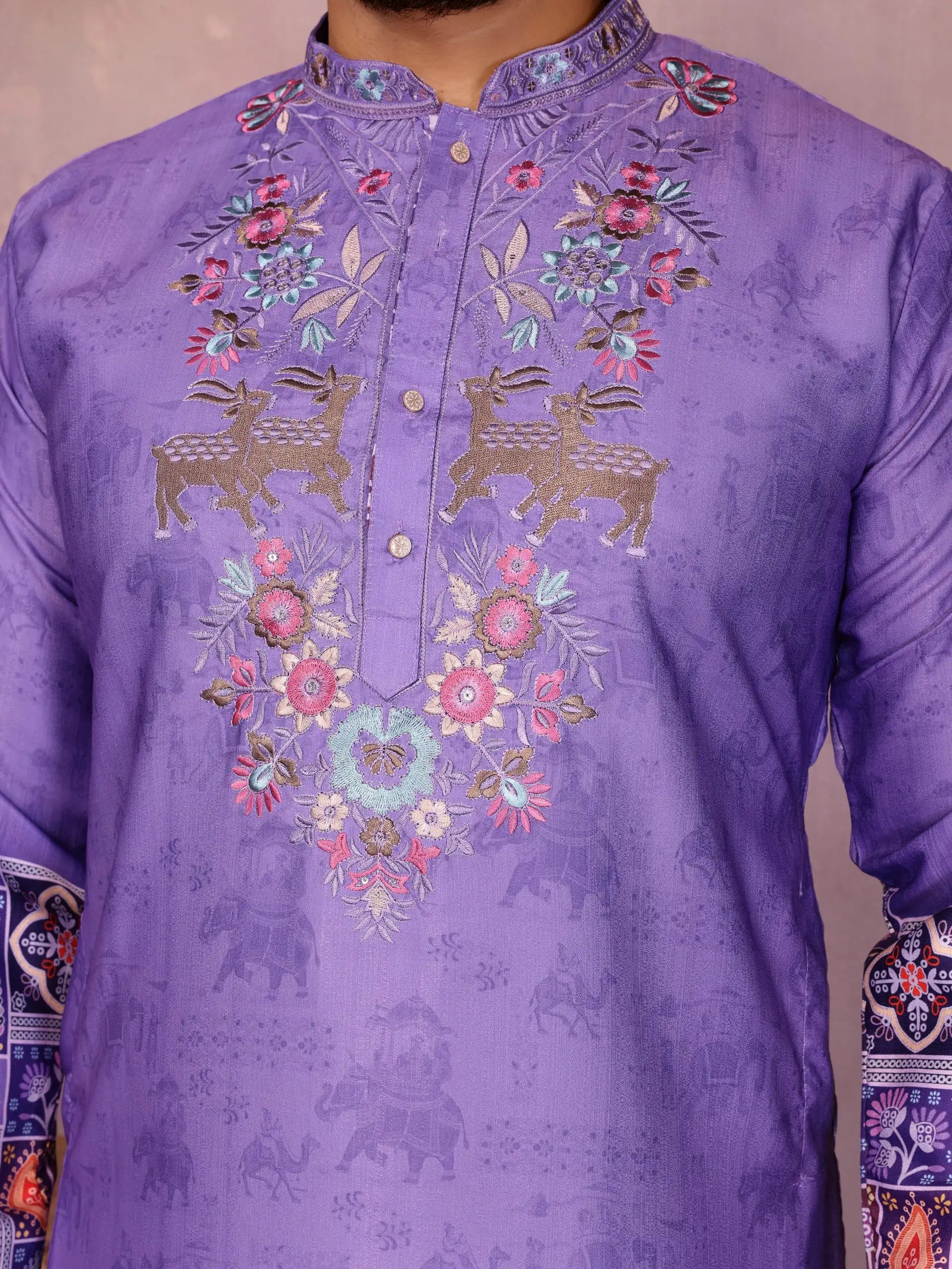 mens-khadi-kurta-Levender-detail
