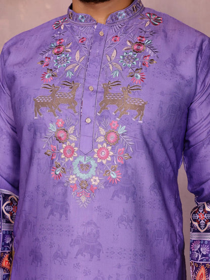 mens-khadi-kurta-Levender-detail