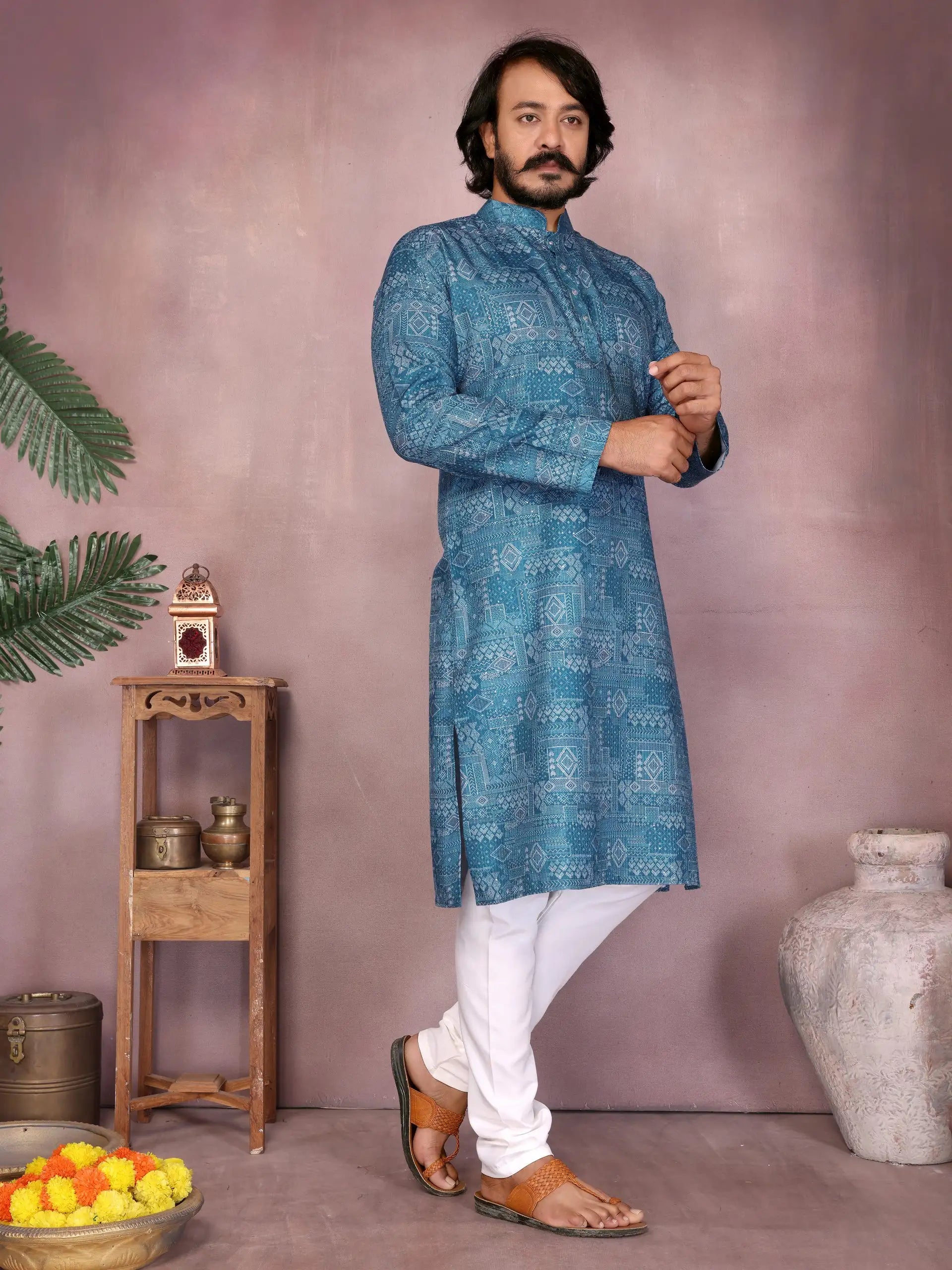 Complete kurta pyjama set with semi cotton chudidar
