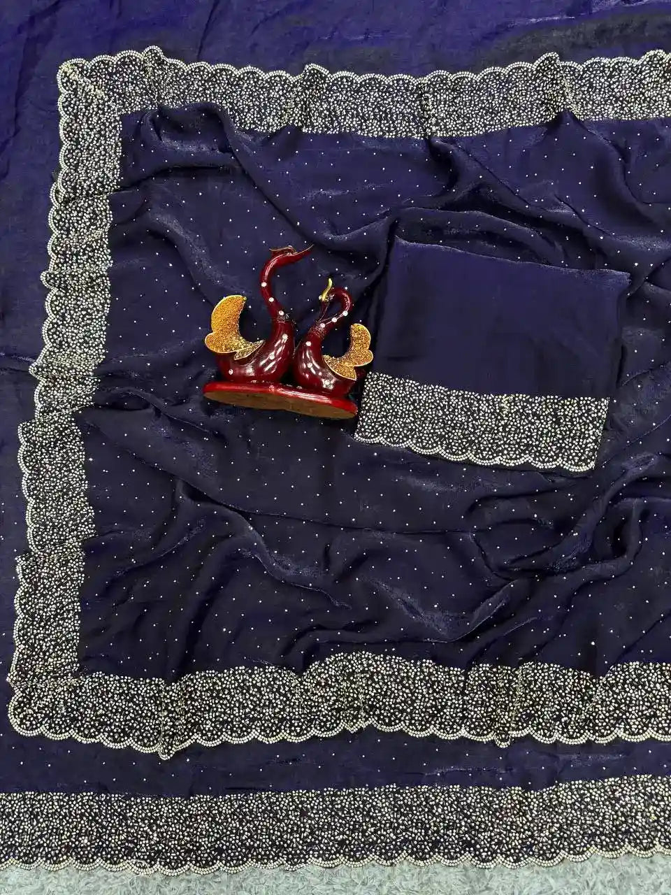 Designer Space Silk Diamond Work Saree.