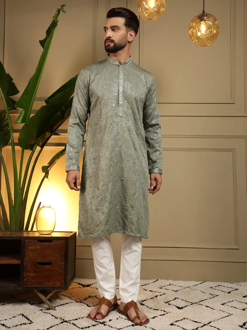 Men’s Vantara-07 heavy khadi cotton kurta pyjama set with embroidery mirror work and semi cotton chudidar festive wedding traditional ethnic wear available in sizes 36 38 40 42 44 46 premium indian outfit