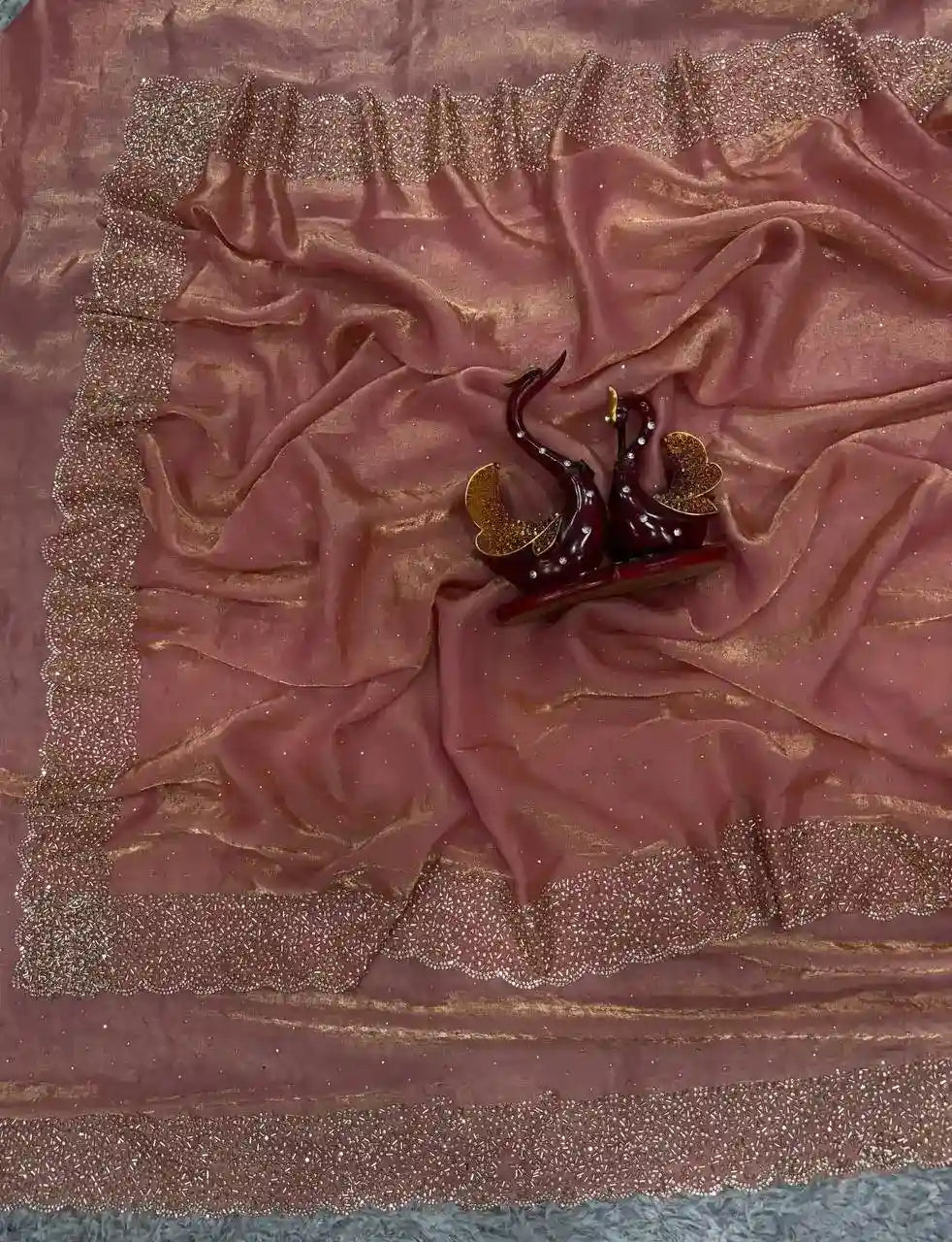 Designer Space Silk Diamond Work Saree.