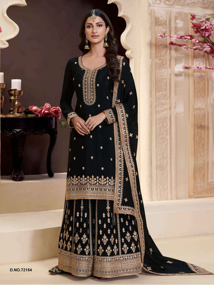 Multicolor Embroidery Work Suit With Plazo