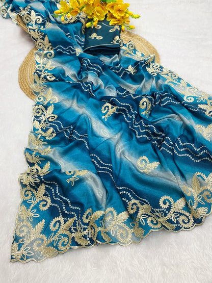 Chinnon sarees with complete Lehriya Bandhani print