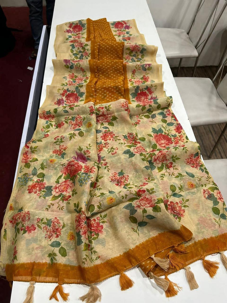 LINEN DIGITAL PRINT SAREE