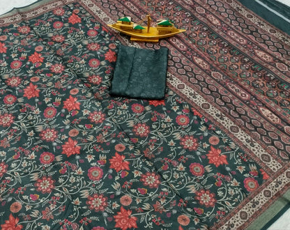 Soft Art Silk with Beautiful Flower Design Saree