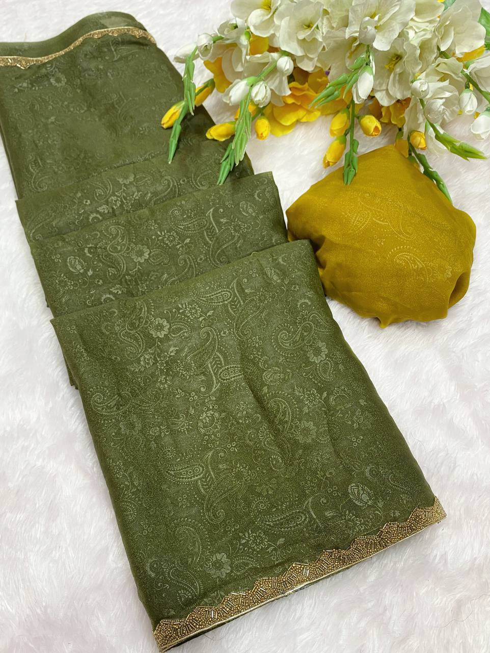 Golden Simmer Emboss Saree