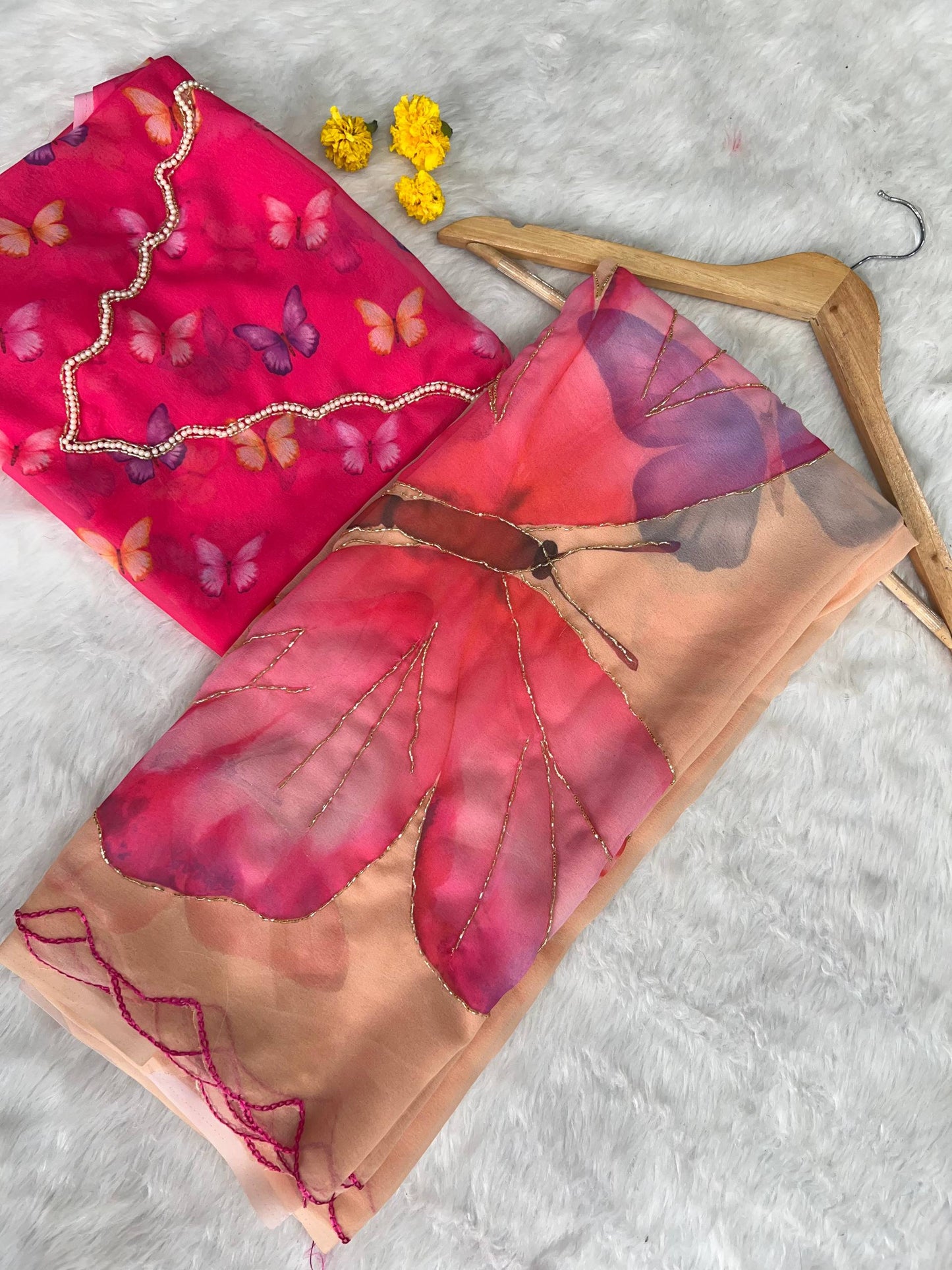 Soft Pure Georgette Handwork Saree