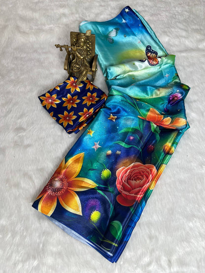 Lustro Silk digital print Saree