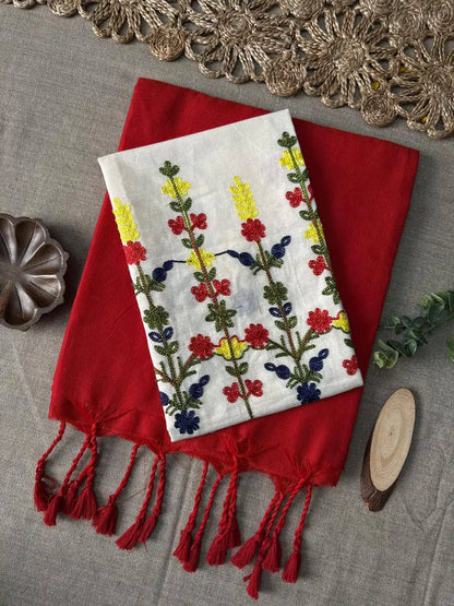 Handloom Khadi Cotton Saree with Embroidered Cotton Blouse EF-210