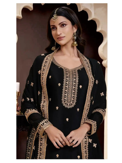 Multicolor Embroidery Work Suit With Plazo