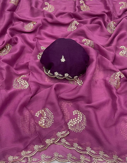 Star Georgette Embroidery Saree