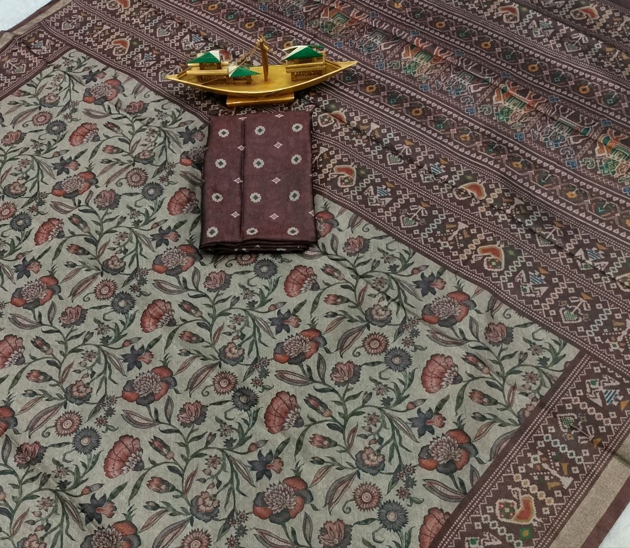 Soft Art Silk with Beautiful Flower Design Saree