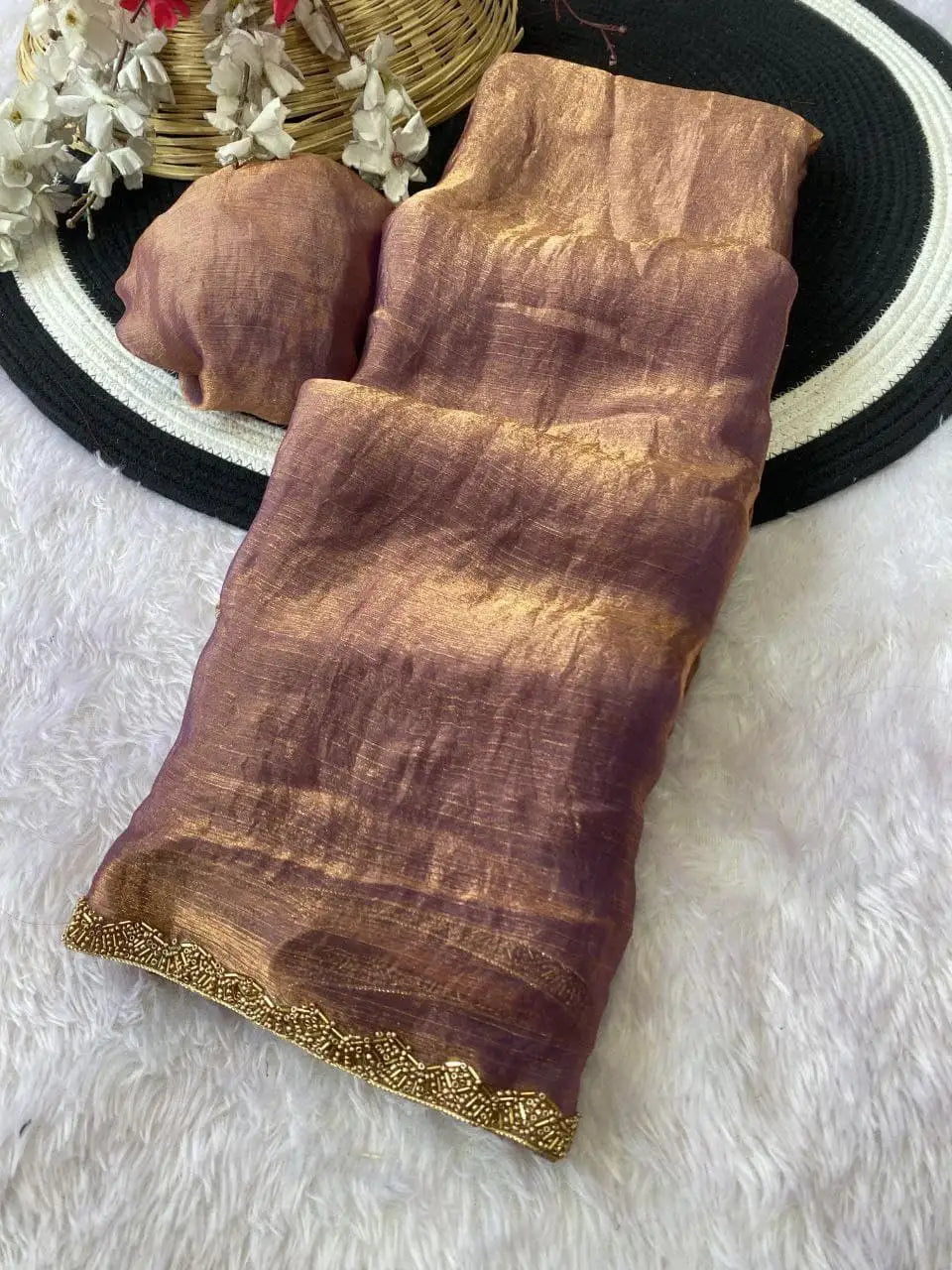 Golden Mustard Space Sillk  Saree