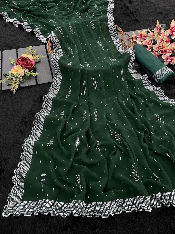 Georgette  Saree with Swarovski Work & Pallu Latkan