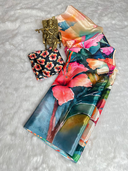 Lustro Silk digital print Saree