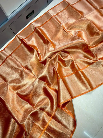 Banarasi premium soft tissue kanjivaram silk saree with jacquard woven border and attractive pallu