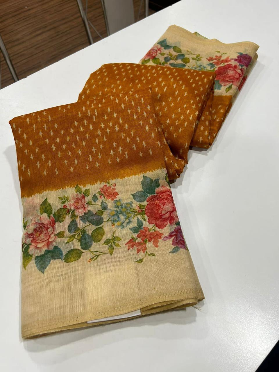 LINEN DIGITAL PRINT SAREE