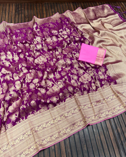 Pure Khadi Creap Georgette Saree