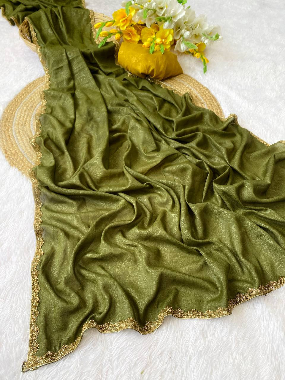 Golden Simmer Emboss Saree